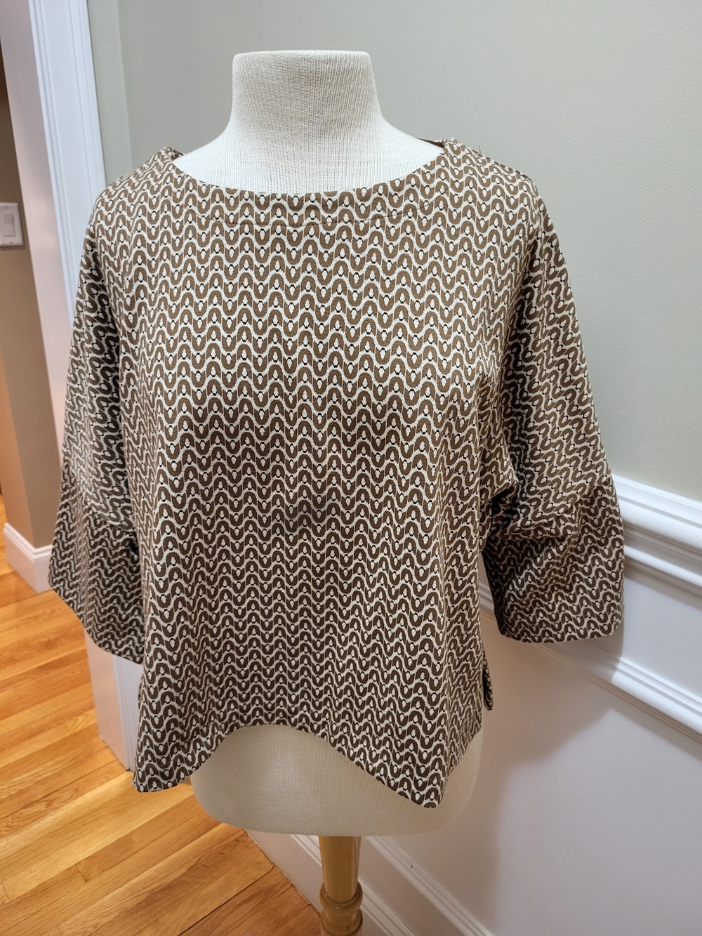 Max Studio Brown & Cream Patterned Boxy Tunic